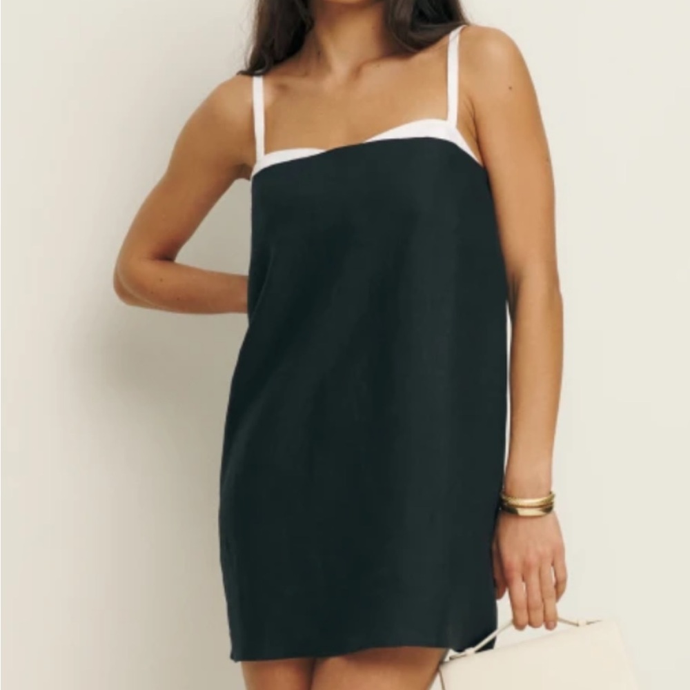 Reformation Lainey Black and White Strappy Dress